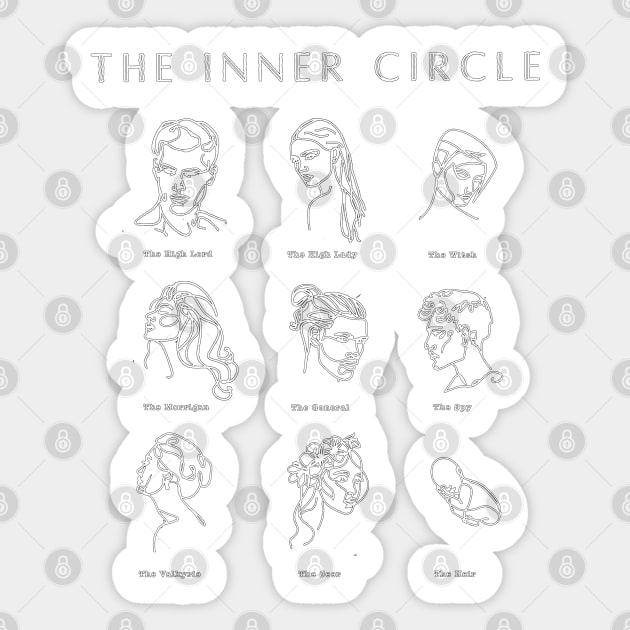 ACOTAR Inner Circle Minimalist White Sticker by baranskini